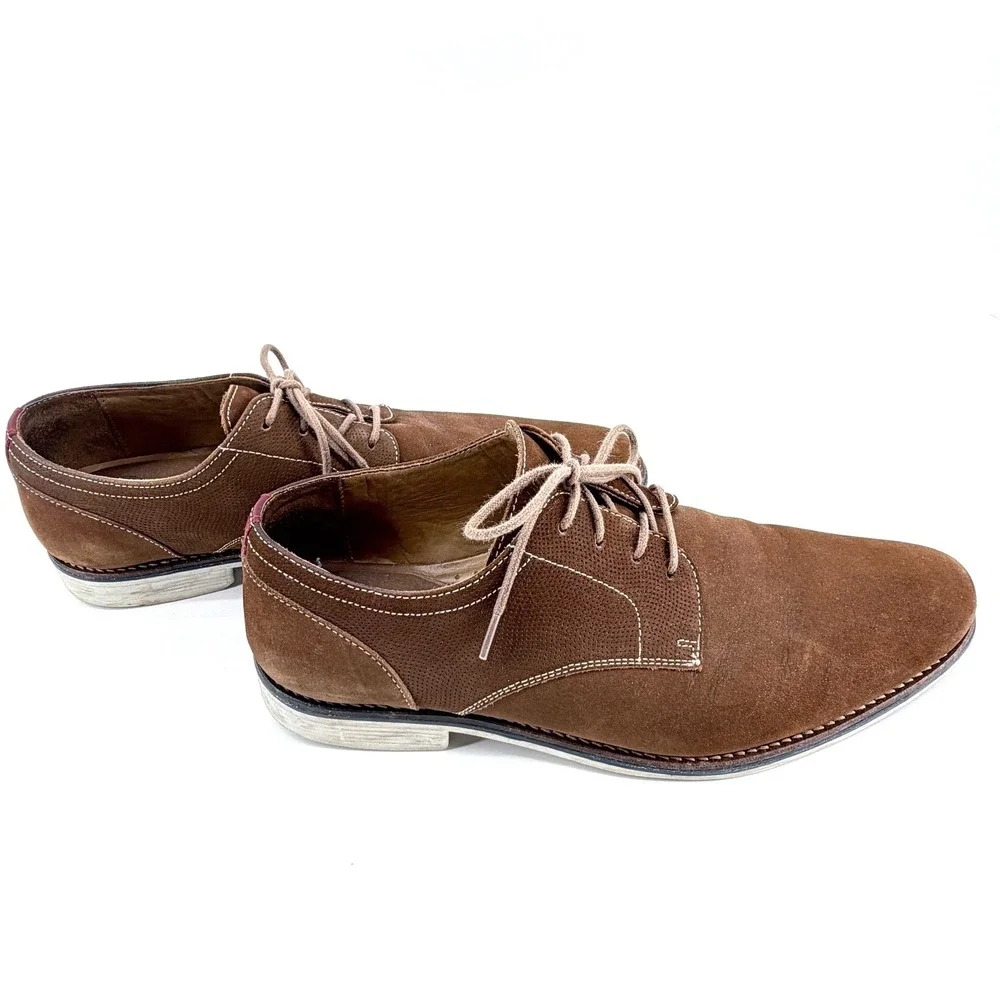 1901 Derby Shoes Mens 10M Brown Leather Suede Finish M08718 Brazil Dress Casual